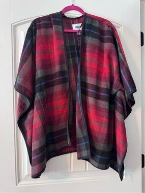 Old Navy Red and Gray Plaid Cape/Shawl